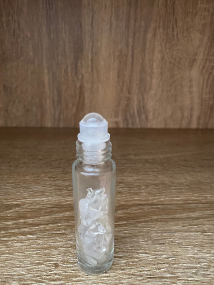 
                
                    Load image into Gallery viewer, Clear Quartz Crystal roller bottle
                
            
