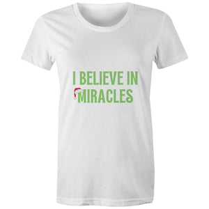 I Believe in Miracles - Women's Christmas Crew T-Shirt